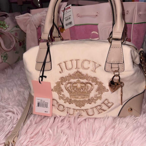 Juicy Couture Falling for Juicy Cream Embroidered Logo Satchel - Picture 3 of 6